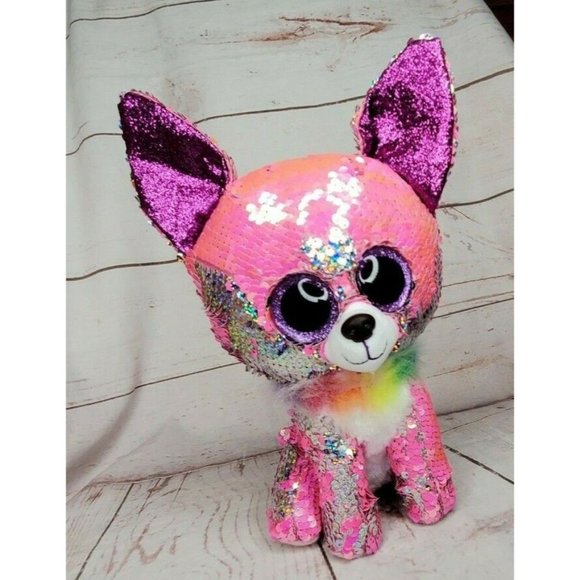 TY Flippables Sequin 12" Medium Size Day Chihuahua Puppy Dog Stuffed Animal - Picture 3 of 12
